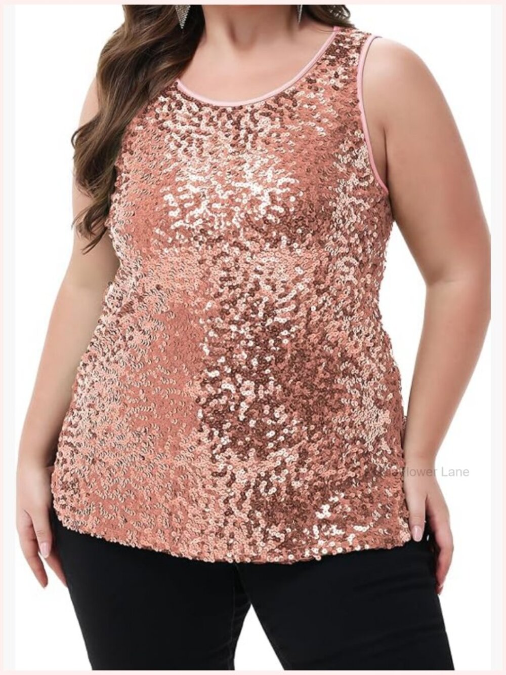 Plus Size Sleeveless Sequin Tank Top Sparkle Shine Tops